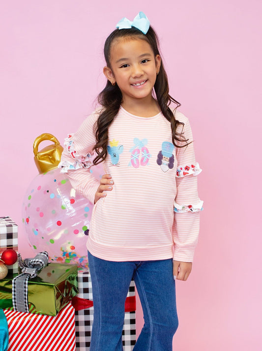 Girls Nutcracher ruffle sleeve tops - Alternative view