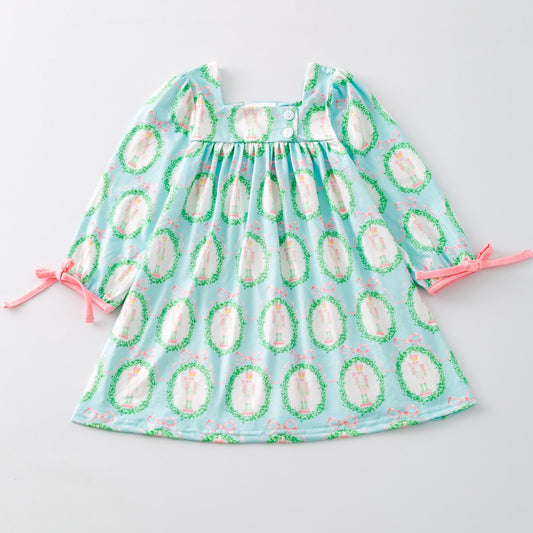 Children's dress with avocado pattern on a light gray background - Alternative view