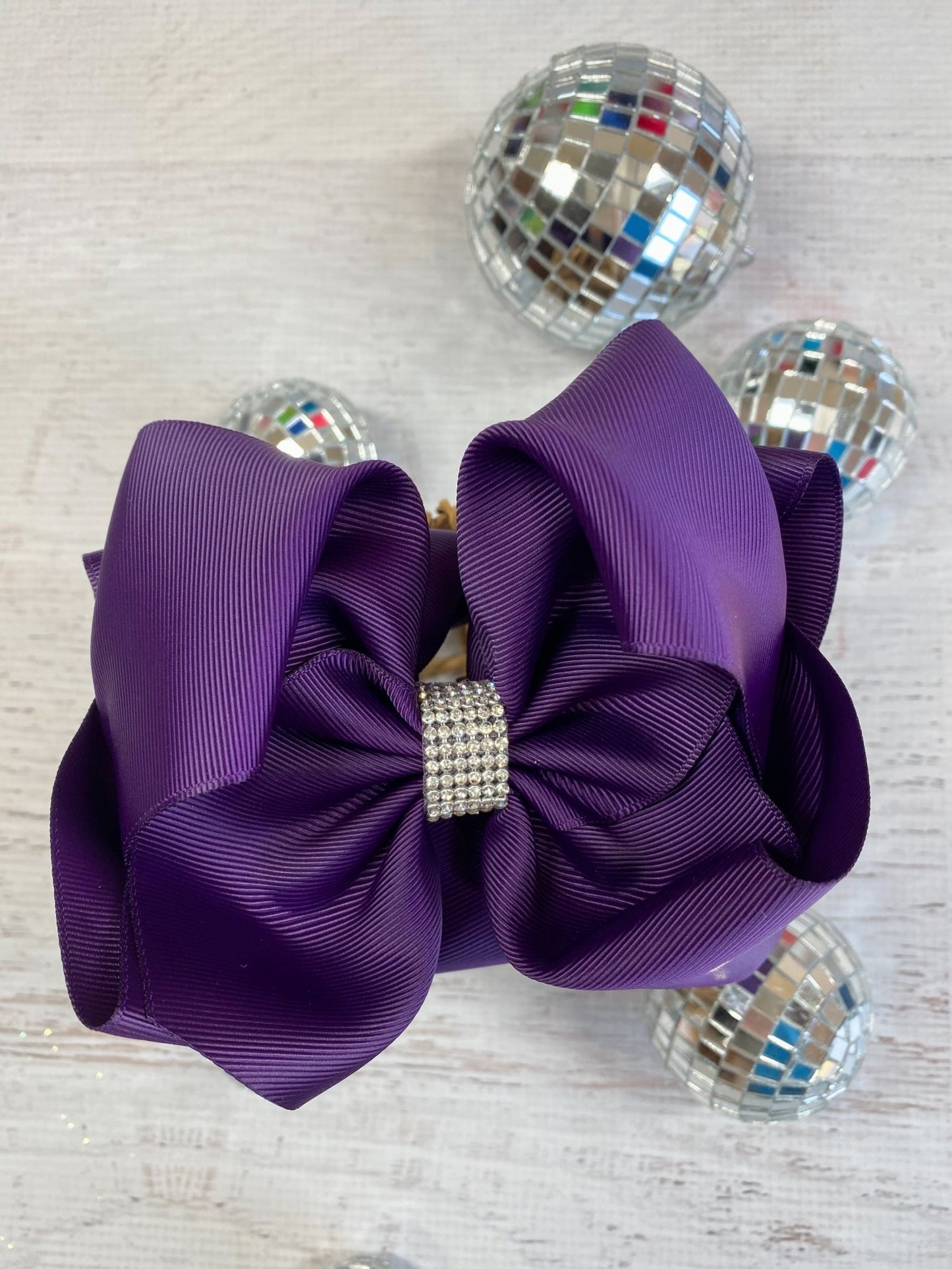 Eggplant Texas Size Rhinestone Center Knot Hair Bow