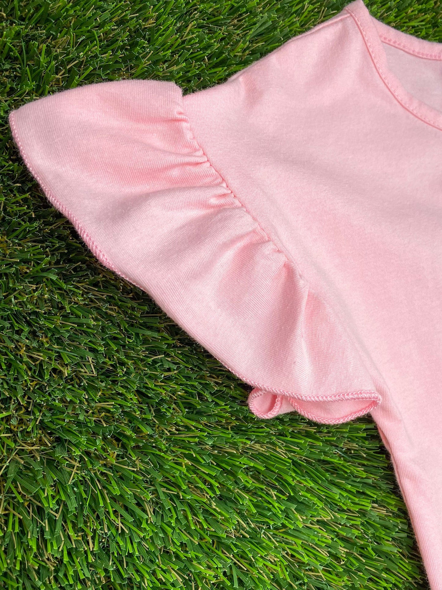 shirt ruffle detail for animal print easter girls outfit