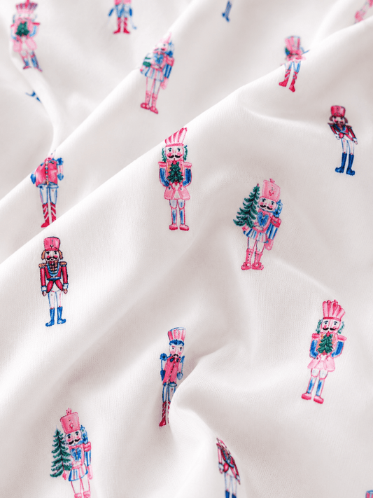 zoom in image of pink nutcracker fabric - Alternative view