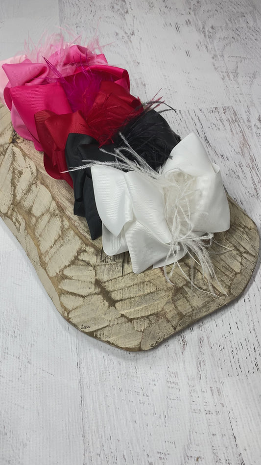 Texas Size Feather Puff Looped Knot Hair Bow - All Colors Video - Alternative view