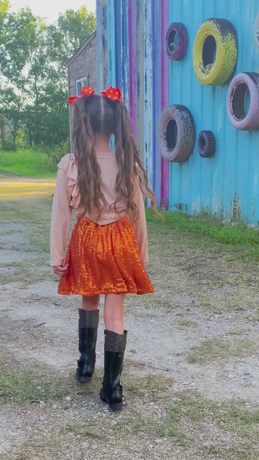 pumpkin sequin skirt and football video - Alternative view