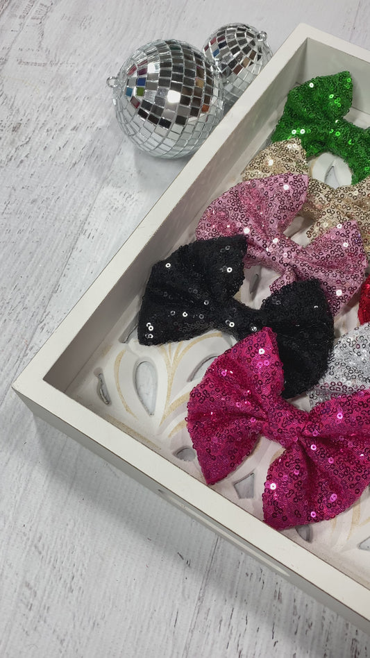 sequin hair bows video  - Alternative view
