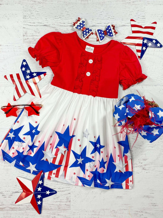 Red, White & Blue Dress With Stars & Stripes - Alternative view