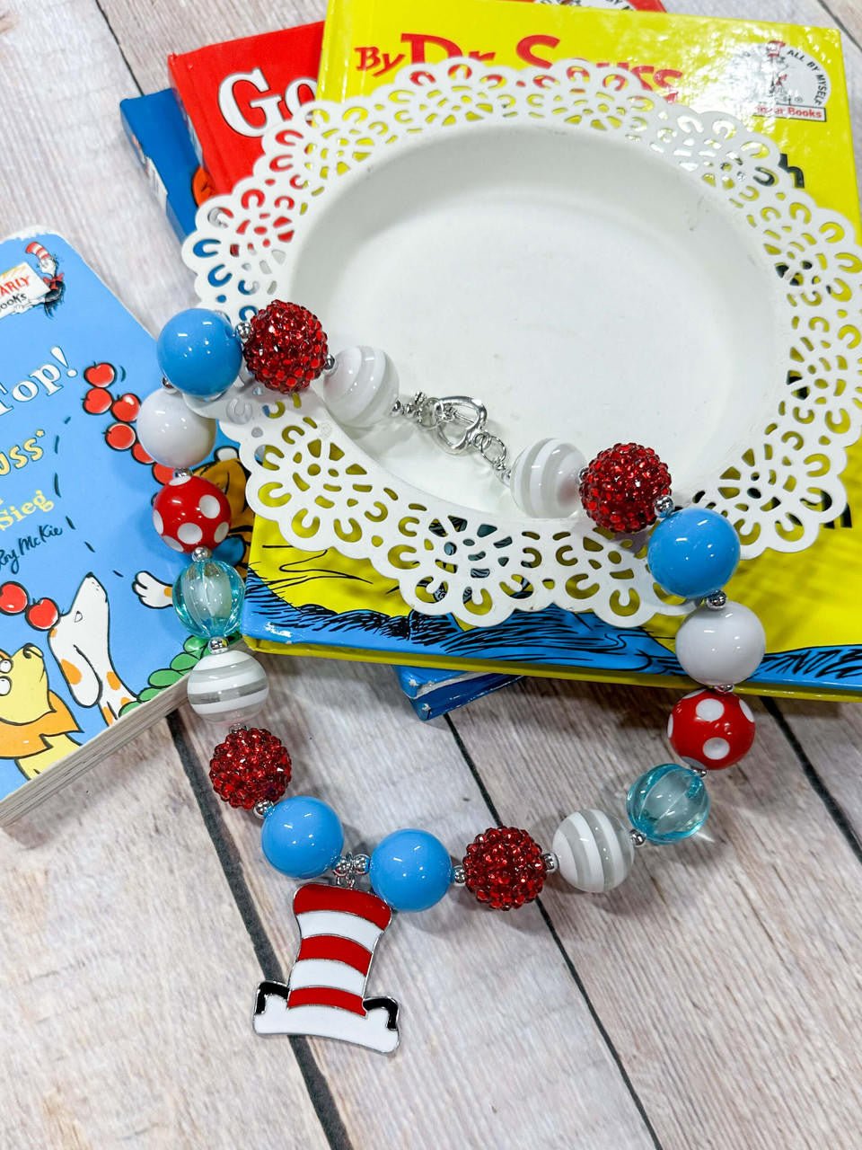 Red & White Striped Hat Necklace