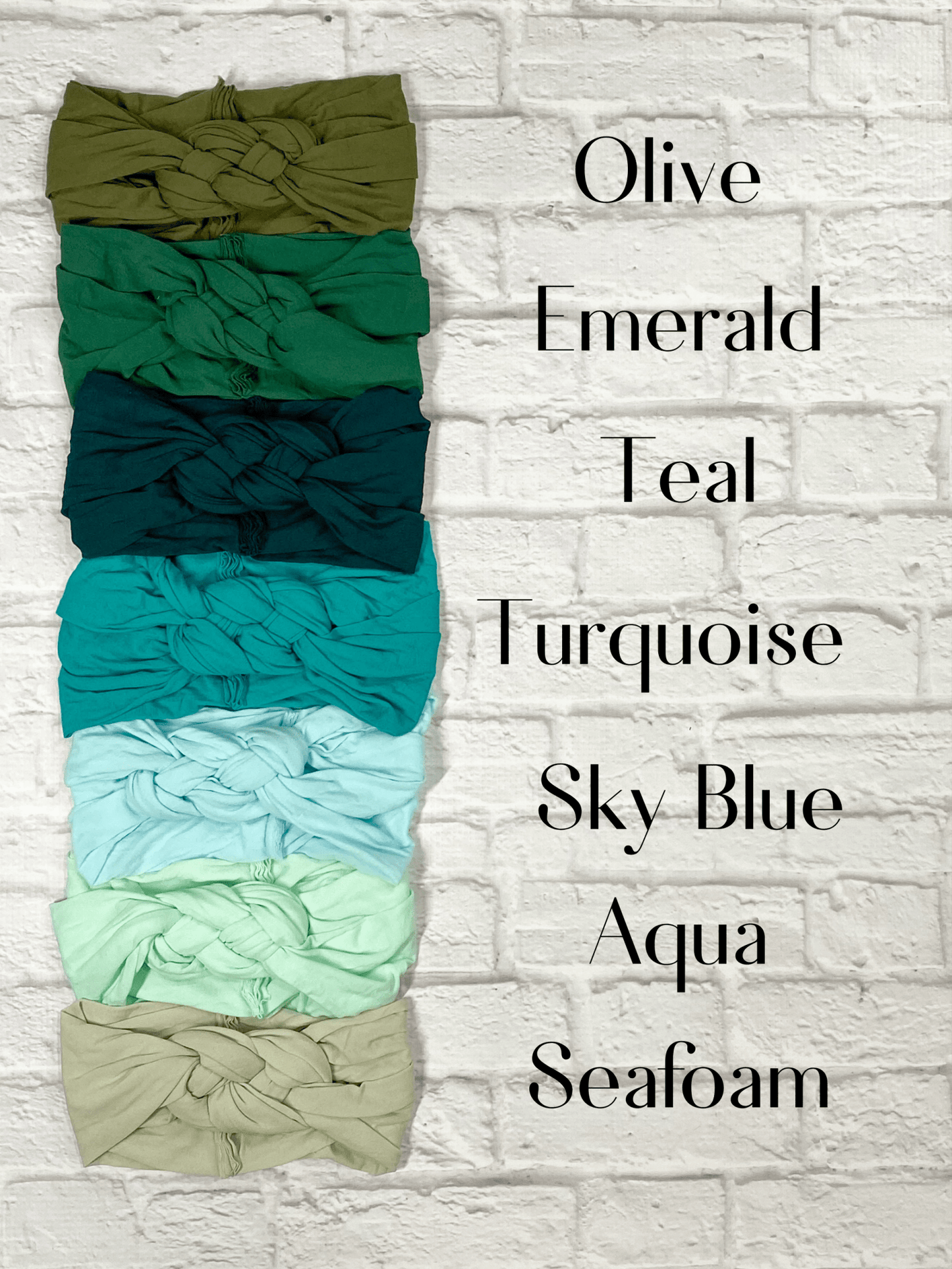 sailor knot headbands for babies in blue and green