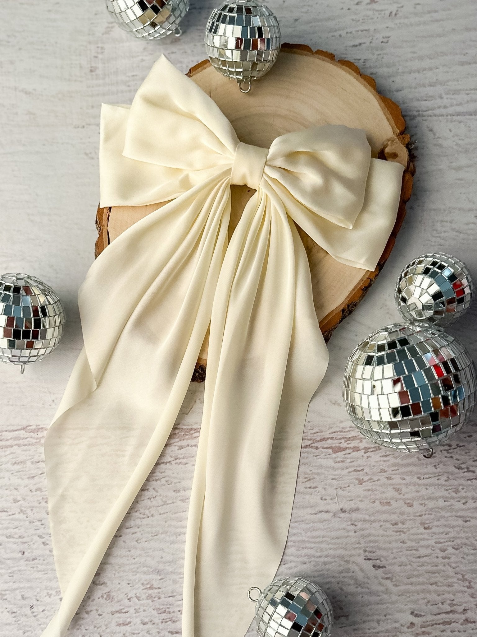 ivory satin coquette bow