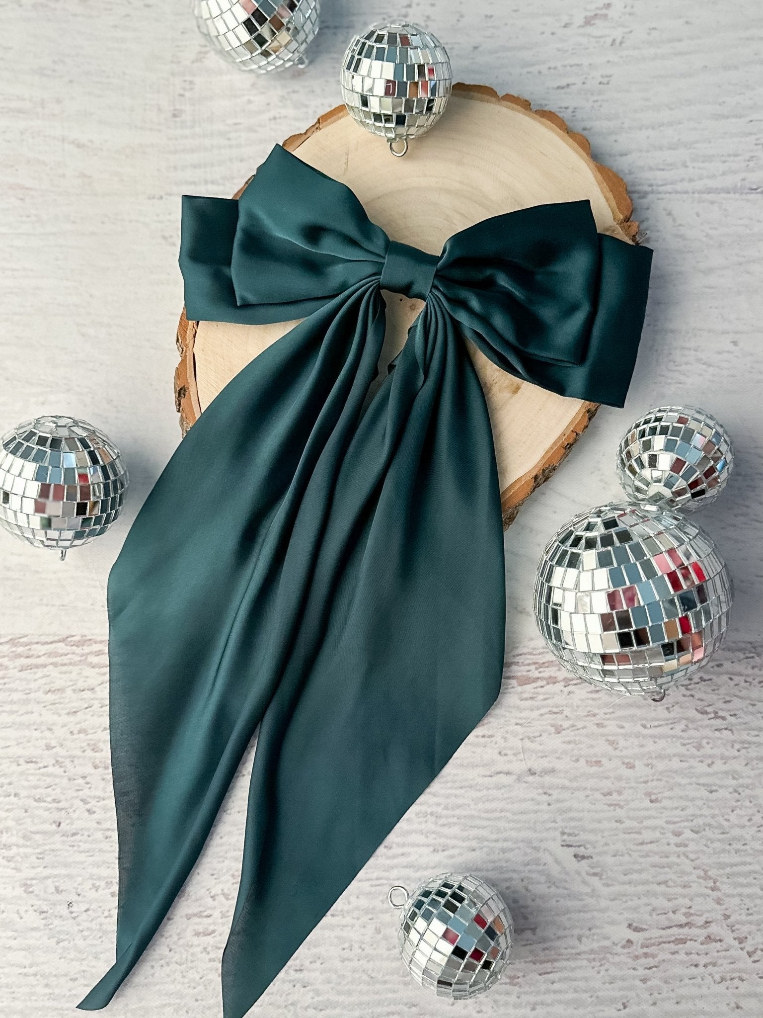 hunter green satin coquette bow