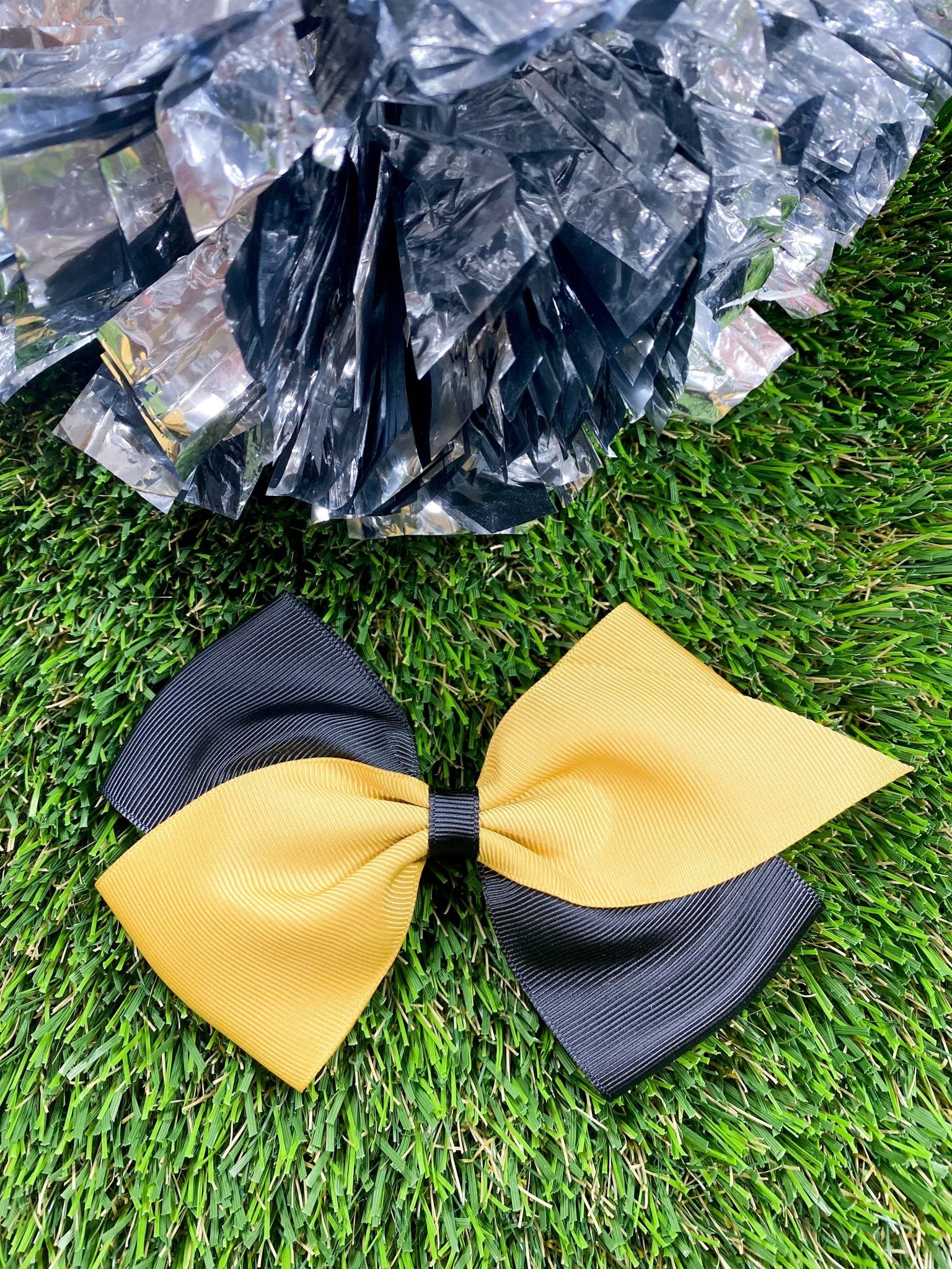 Gold/Black School Spirit Oversized Hair Bows