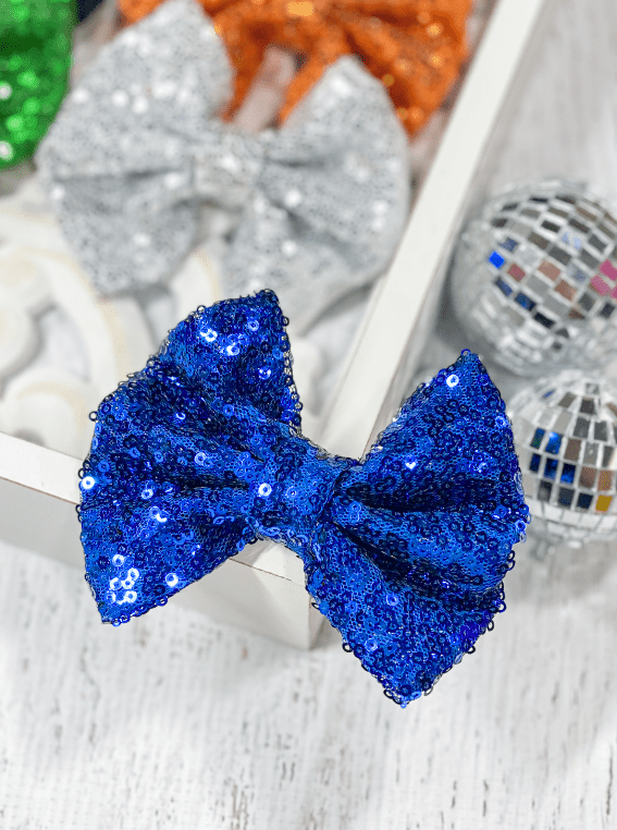 royal blue sequin hair bow