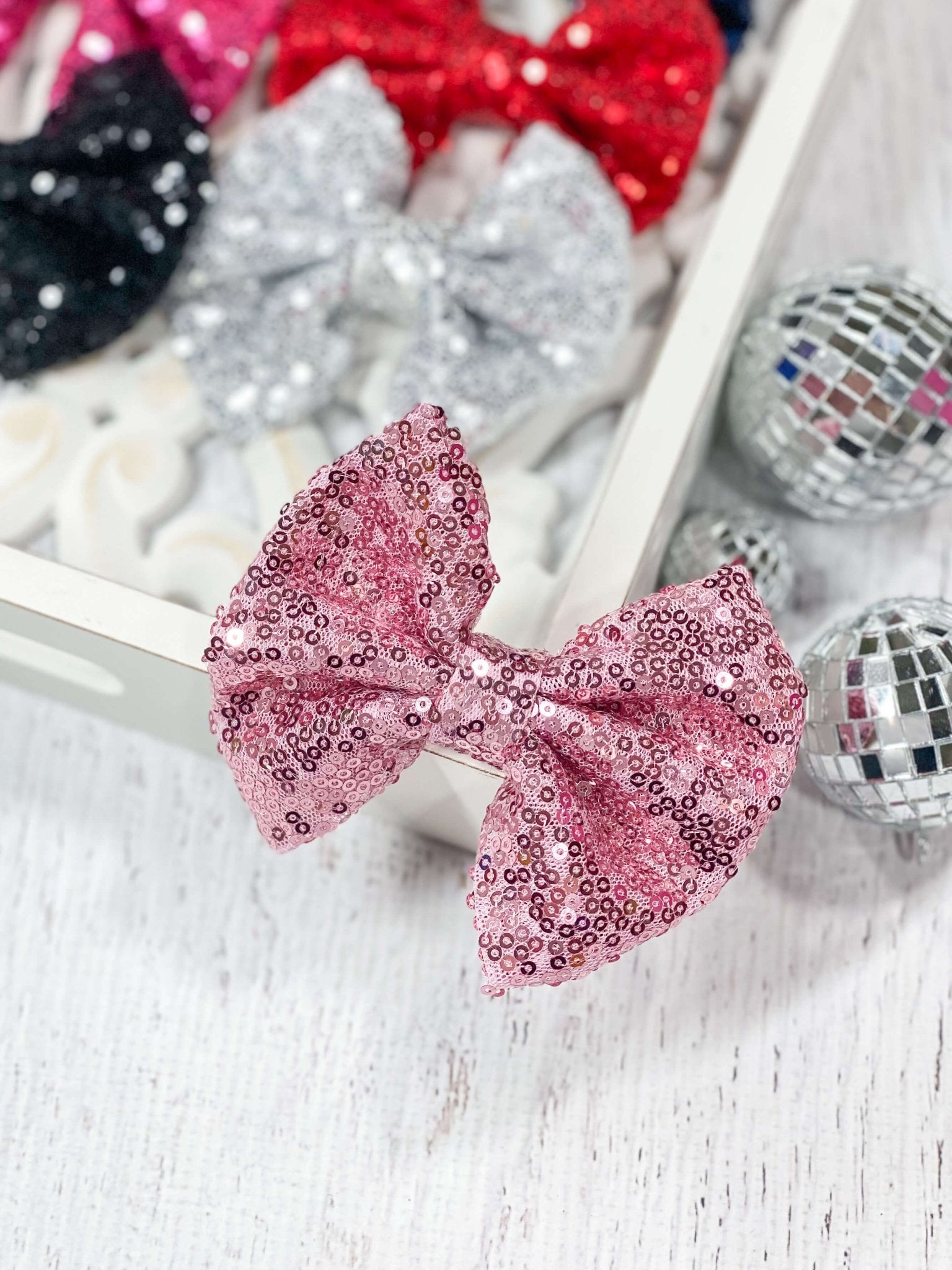 light pink sequin hair bow
