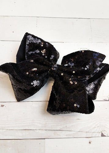 black texas size sequin bow