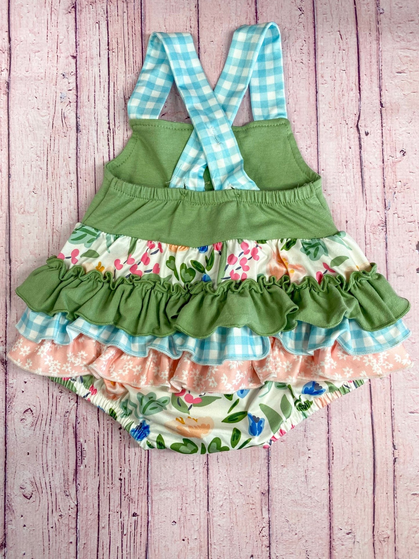 back of the Summertime Flowers Infant Romper