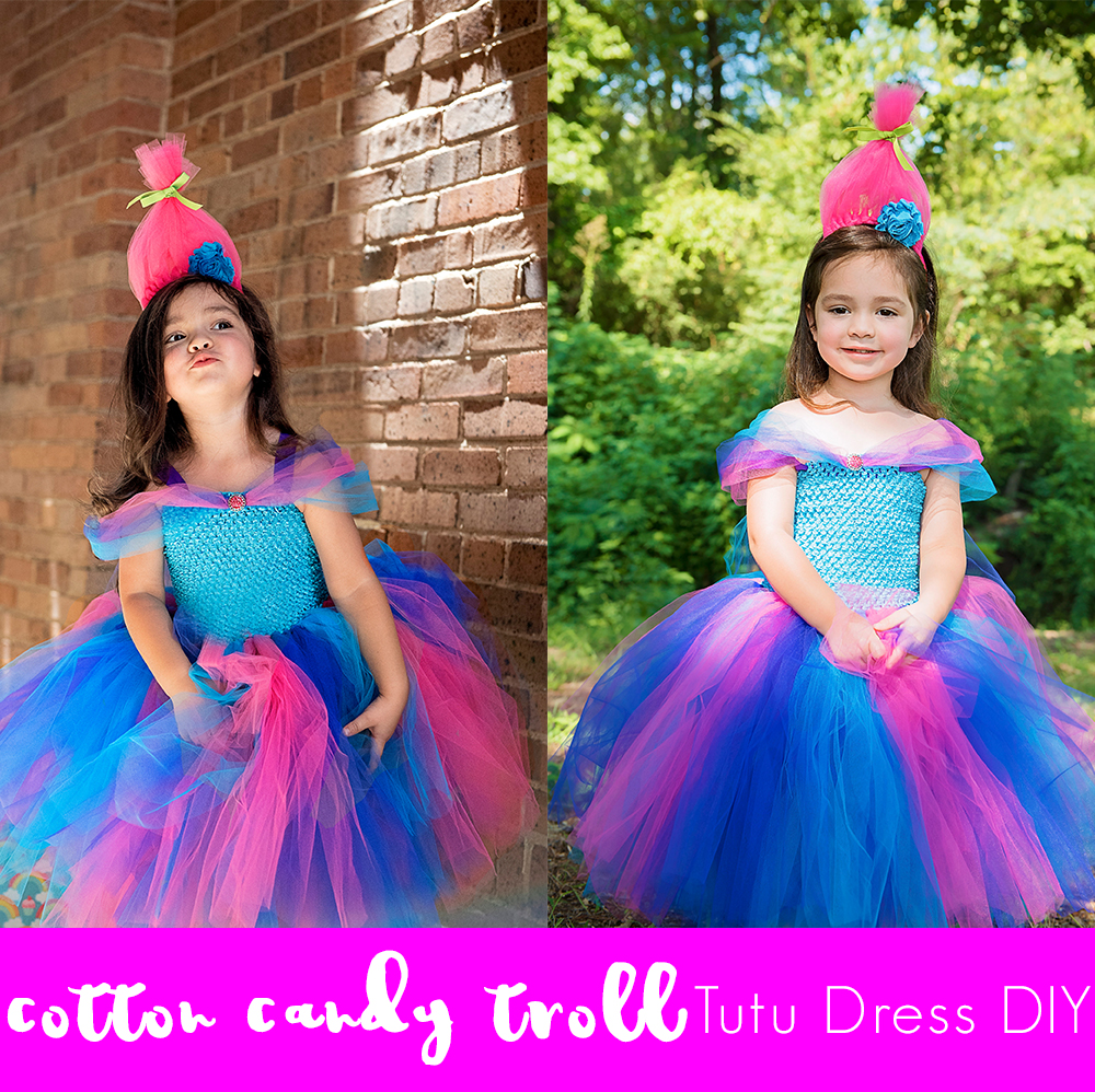 Cotton Candy Troll Tutu Dress DIY Tutorial