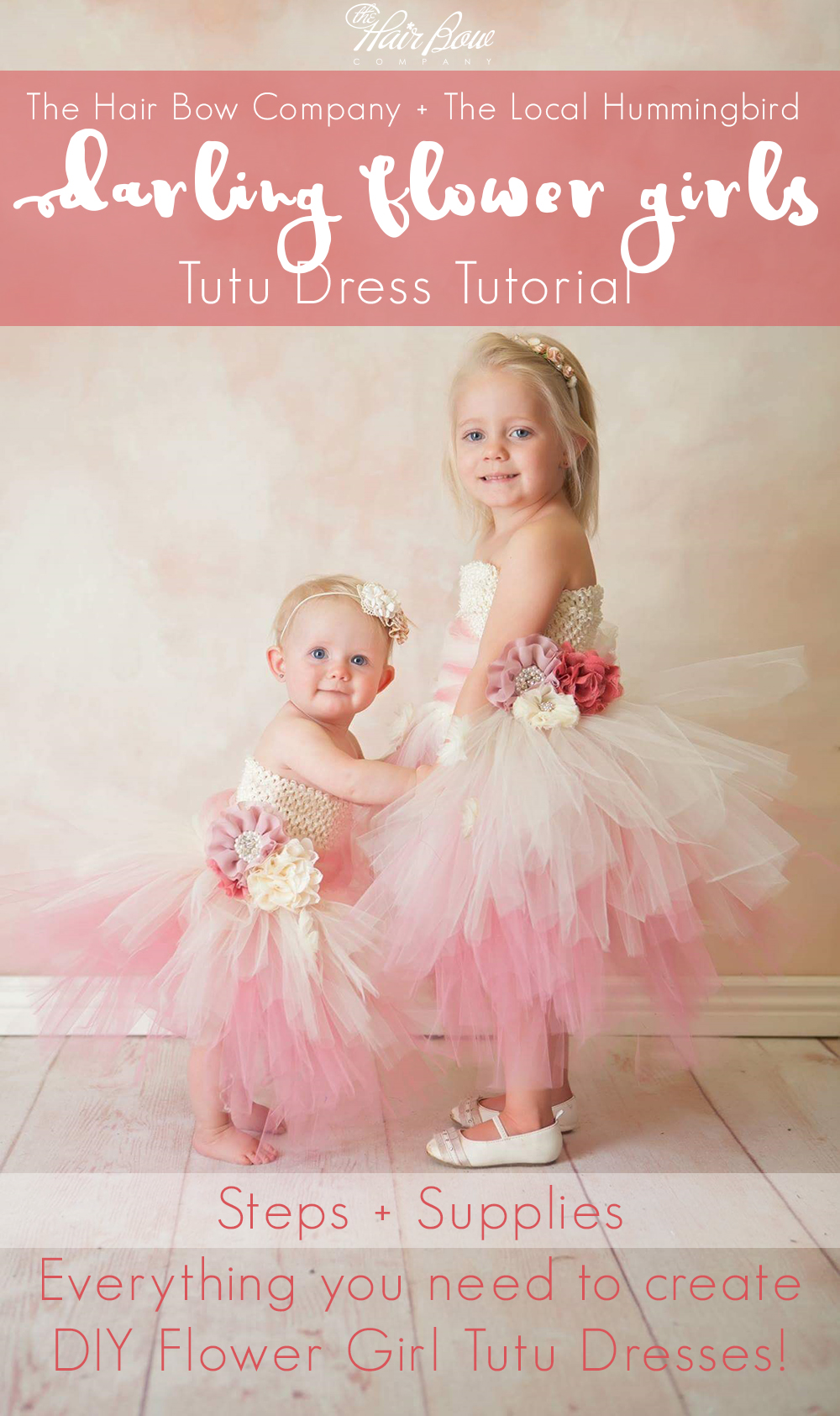 A Dusty Rose, Coral, and Ivory DIY Flower Girl Tutu Dress Tutorial.