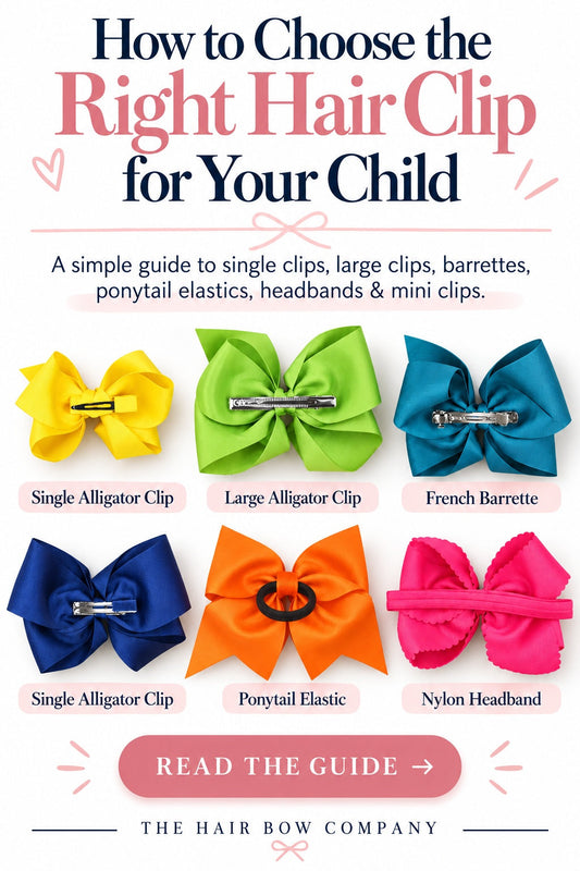 How to choose the right hair bow clip: alligator clips, French clips, Pony-O elastics and headbands from The Hair Bow Company