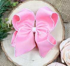 Pink 5-inch classic moonstitch grosgrain hair bow