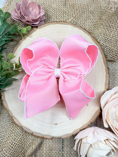 Pink 5-inch classic moonstitch grosgrain hair bow