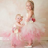 Coral & Ivory Flower Girl Tutu Dress on children