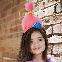 Cotton Candy Troll Hair Headband on child