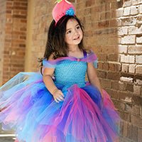 Cotton Candy Troll Tutu Dress on model