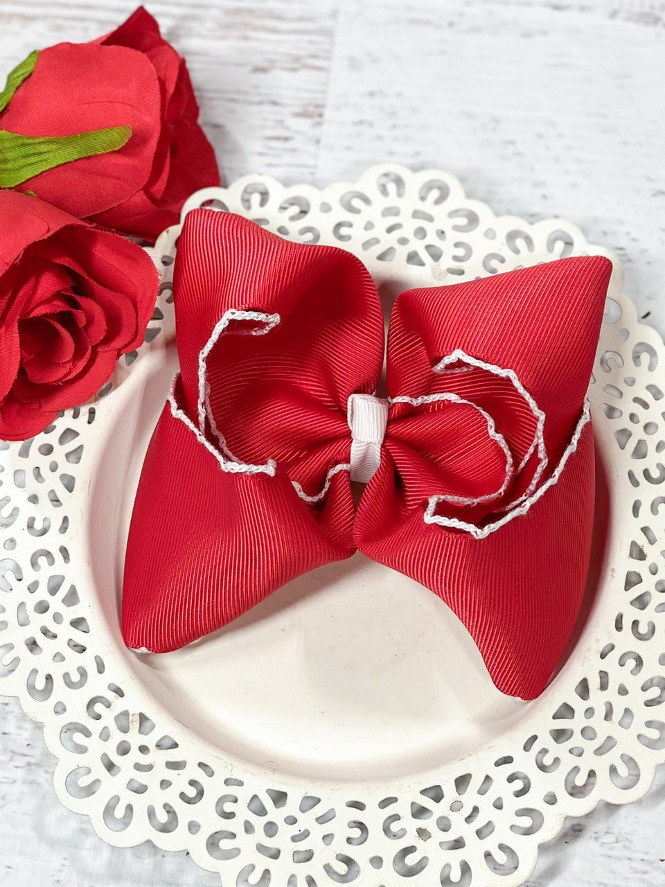 moonstitch hair bows on decorative background