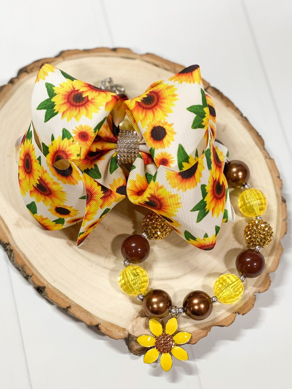 Printed Hair Bows in prints on wooden background