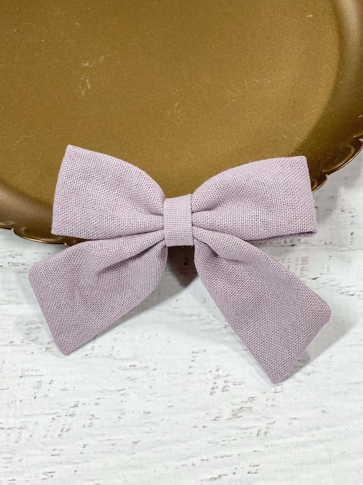 lavender linen fabric hair bow