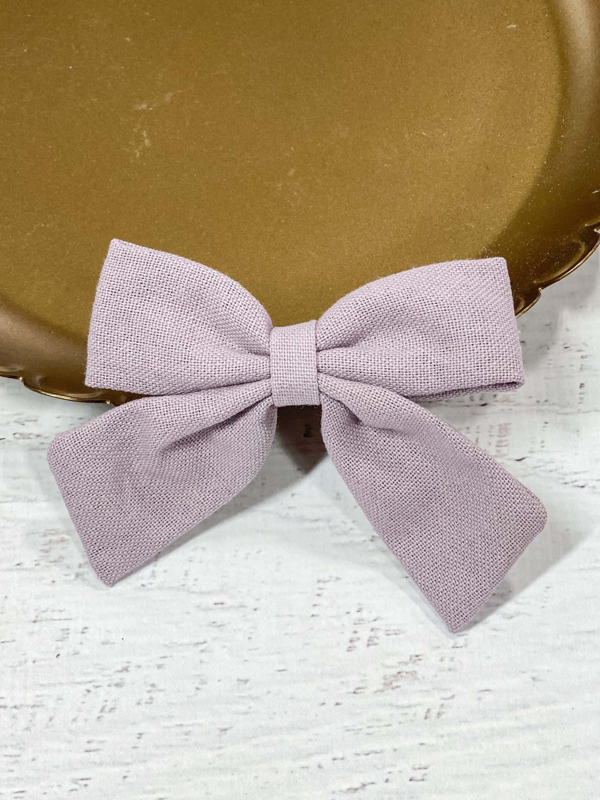lavender linen fabric hair bow