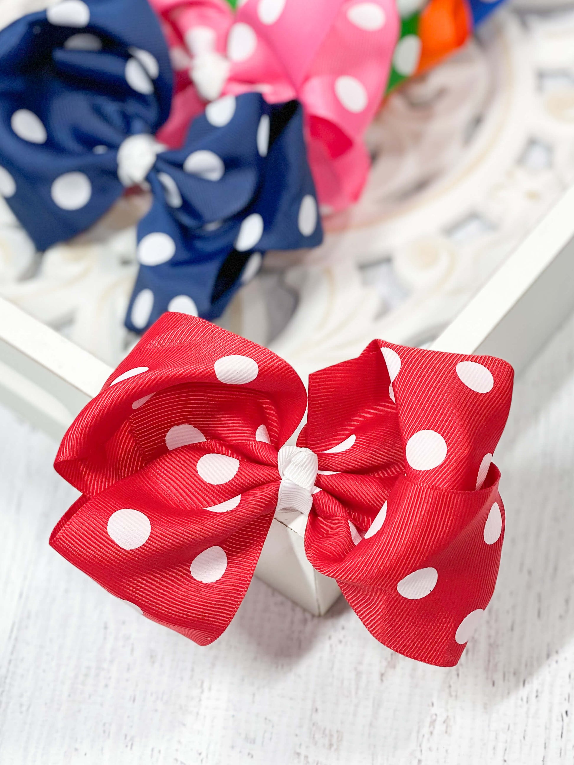 Polka Dot Hair Bow Red