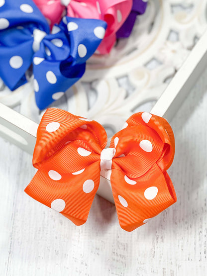 Polka Dot Hair Bow Orange