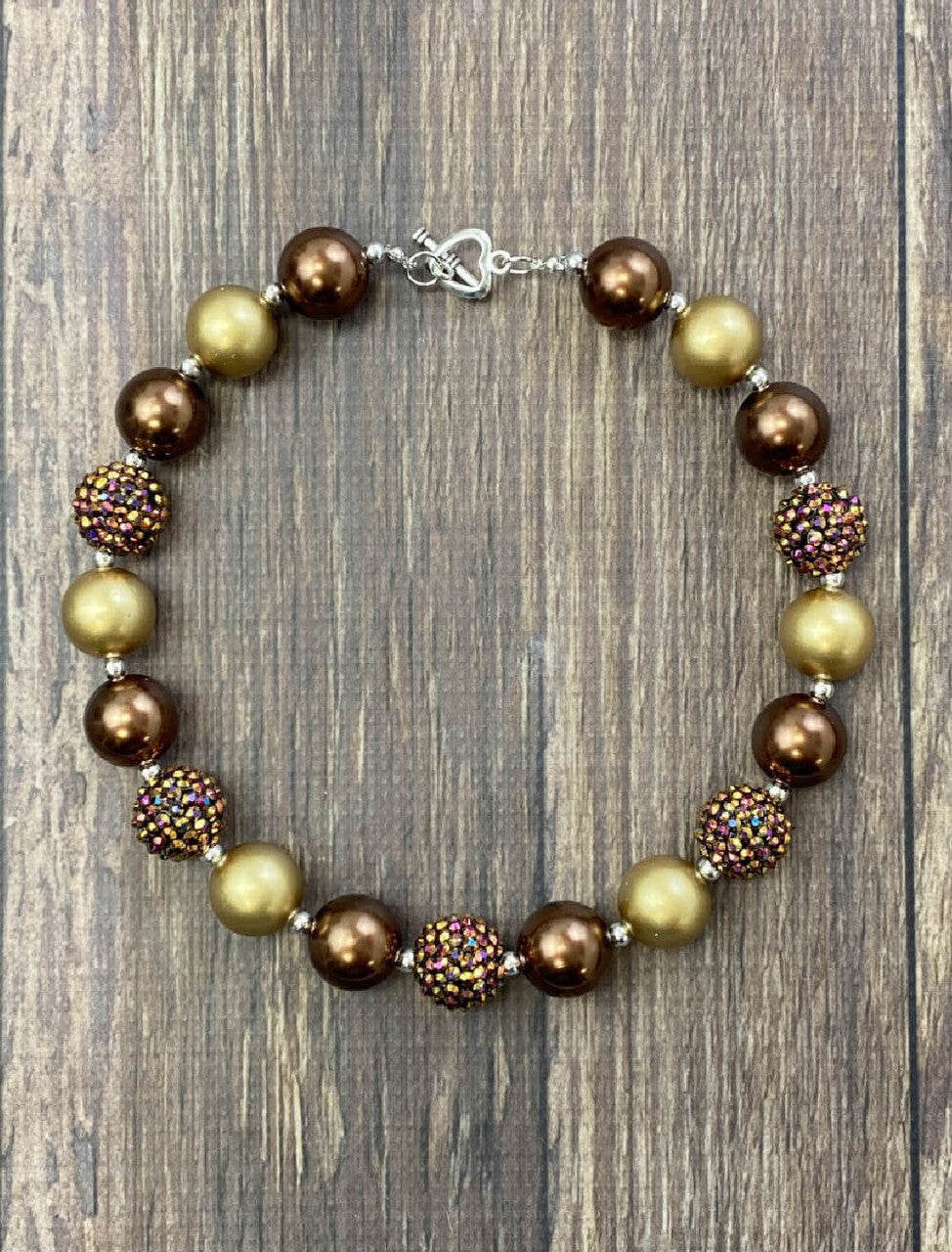 Chocolate Rhinestone Chunky Bead Necklace