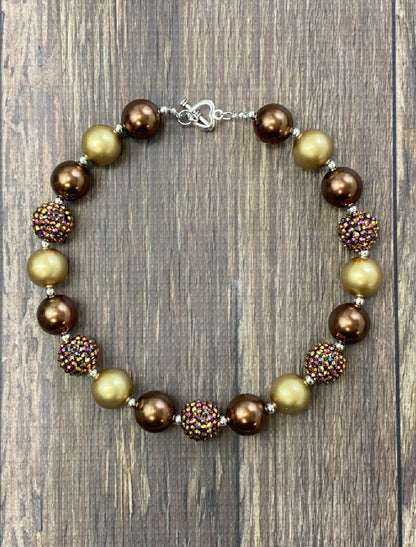 Chocolate Rhinestone Chunky Bead Necklace