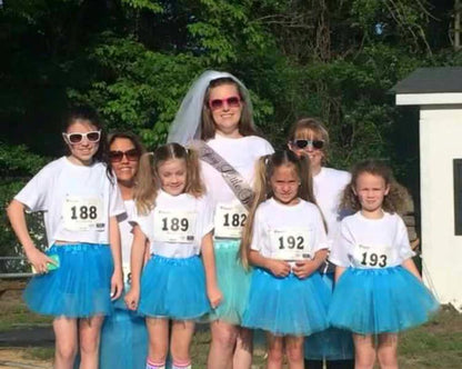 Perfect turquoise fun run tutus (shown with our girl size tutus on the girls.)