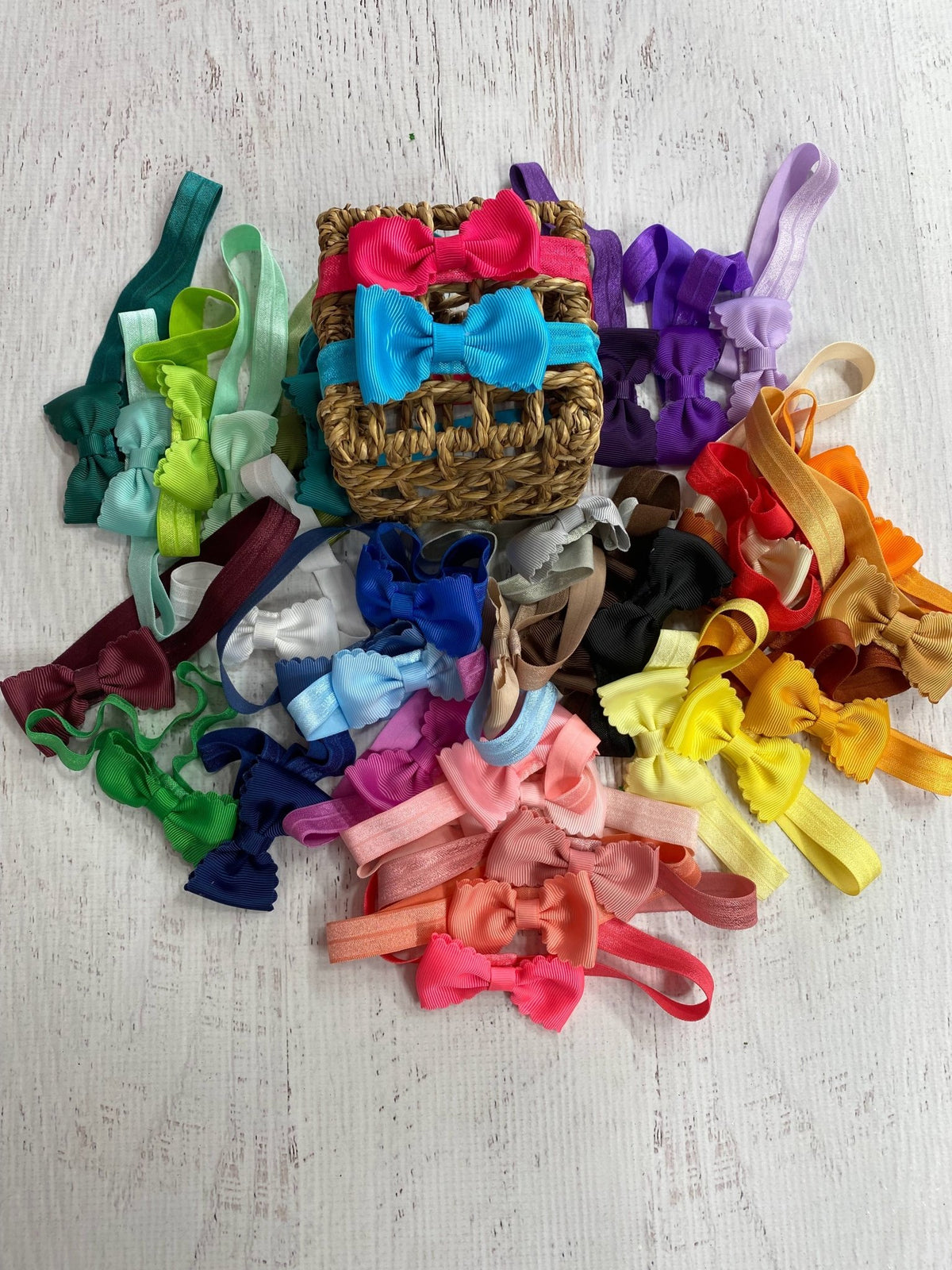 Assortment of 2.5 inch bitty scalloped bow headbands