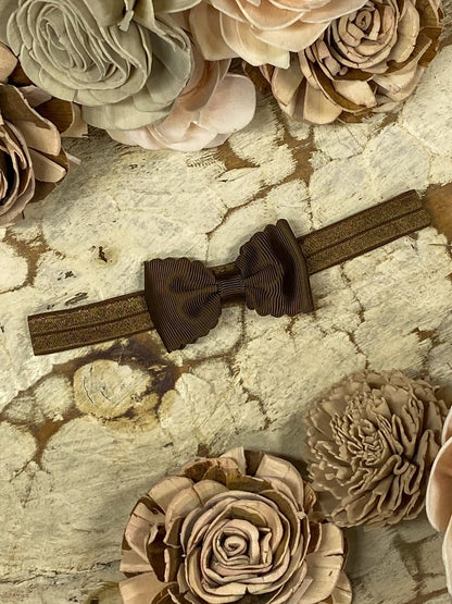 2.5 inch chocolate bitty scalloped bow headband