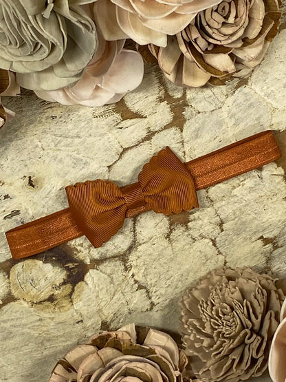 2.5 inch copper bitty scalloped bow headband