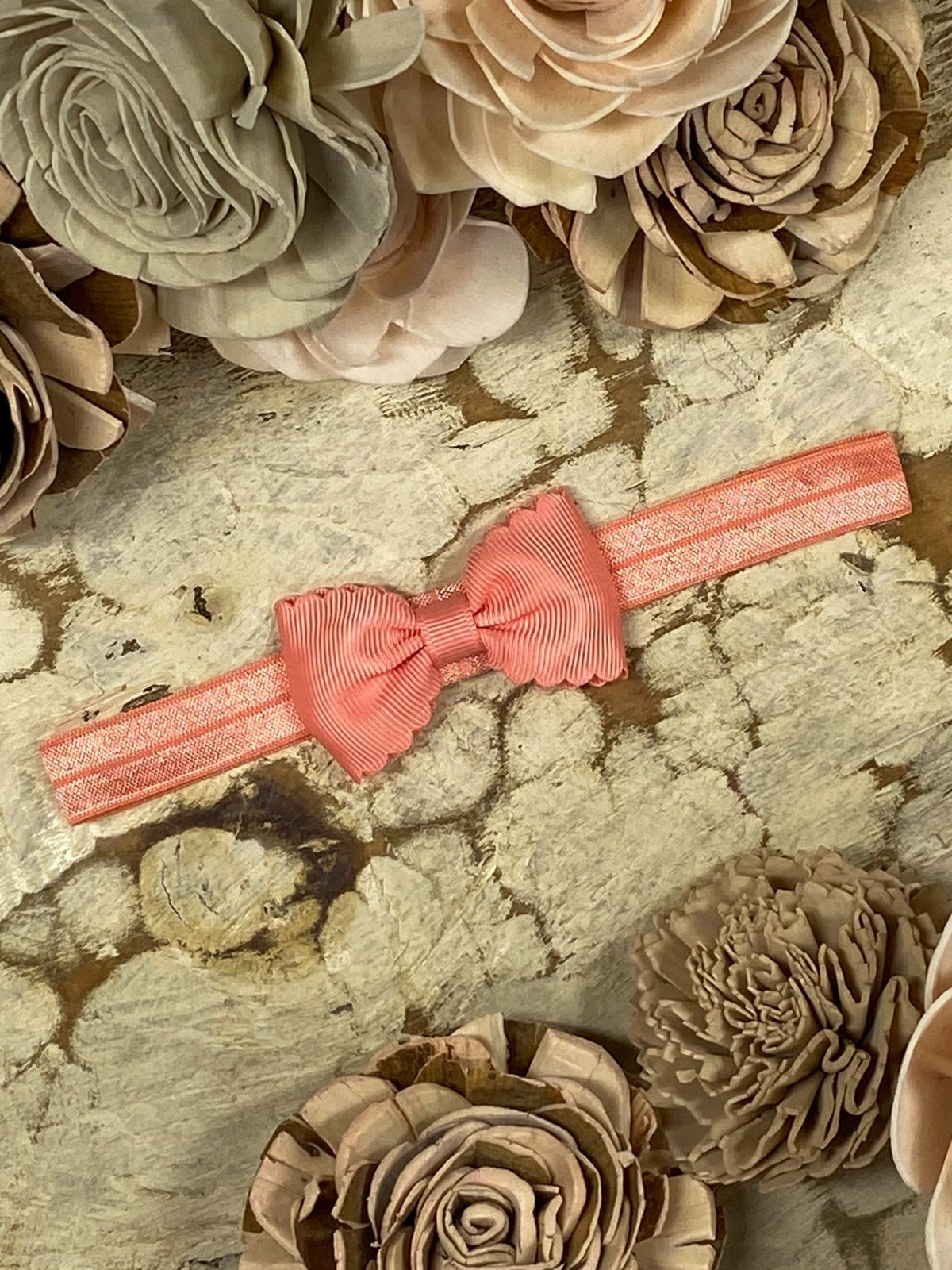 2.5 inch coral bitty scalloped bow headband