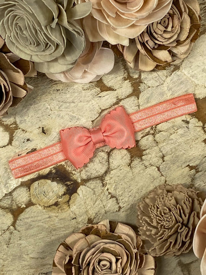 2.5 inch coral bitty scalloped bow headband