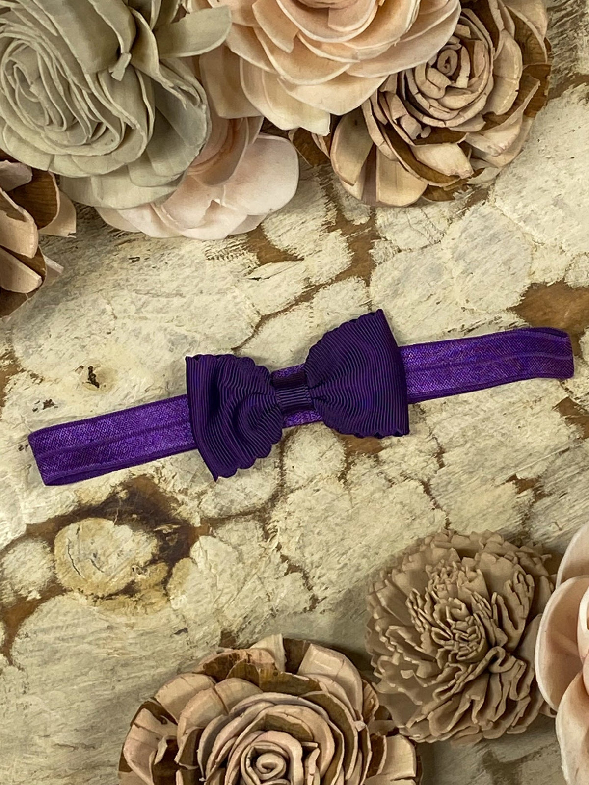 2.5 inch eggplant bitty scalloped bow headband