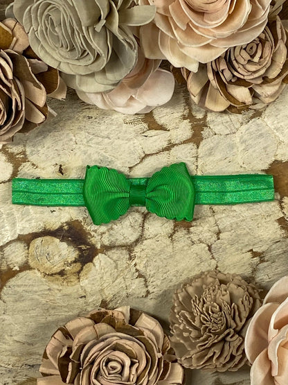 2.5 inch emerald bitty scalloped bow headband