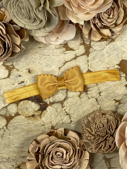 2.5 inch gold bitty scalloped bow headband