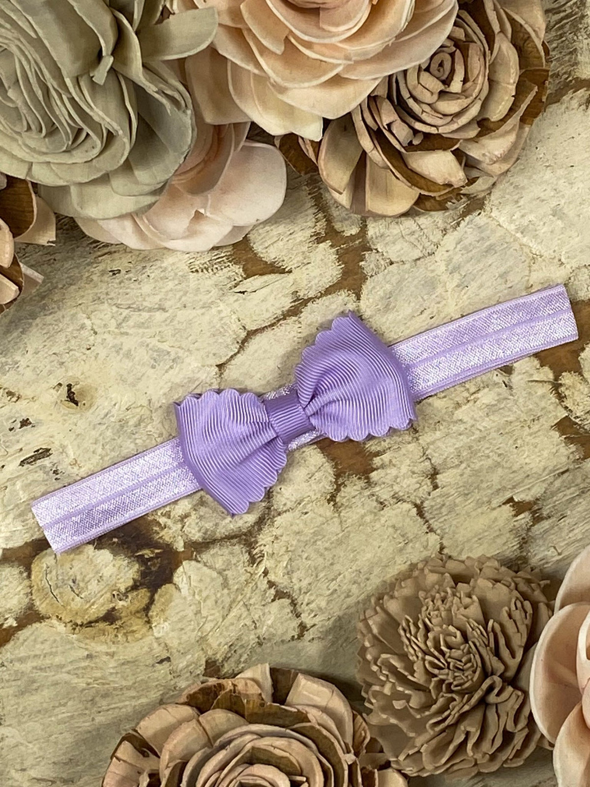 2.5 inch lavender bitty scalloped bow headband