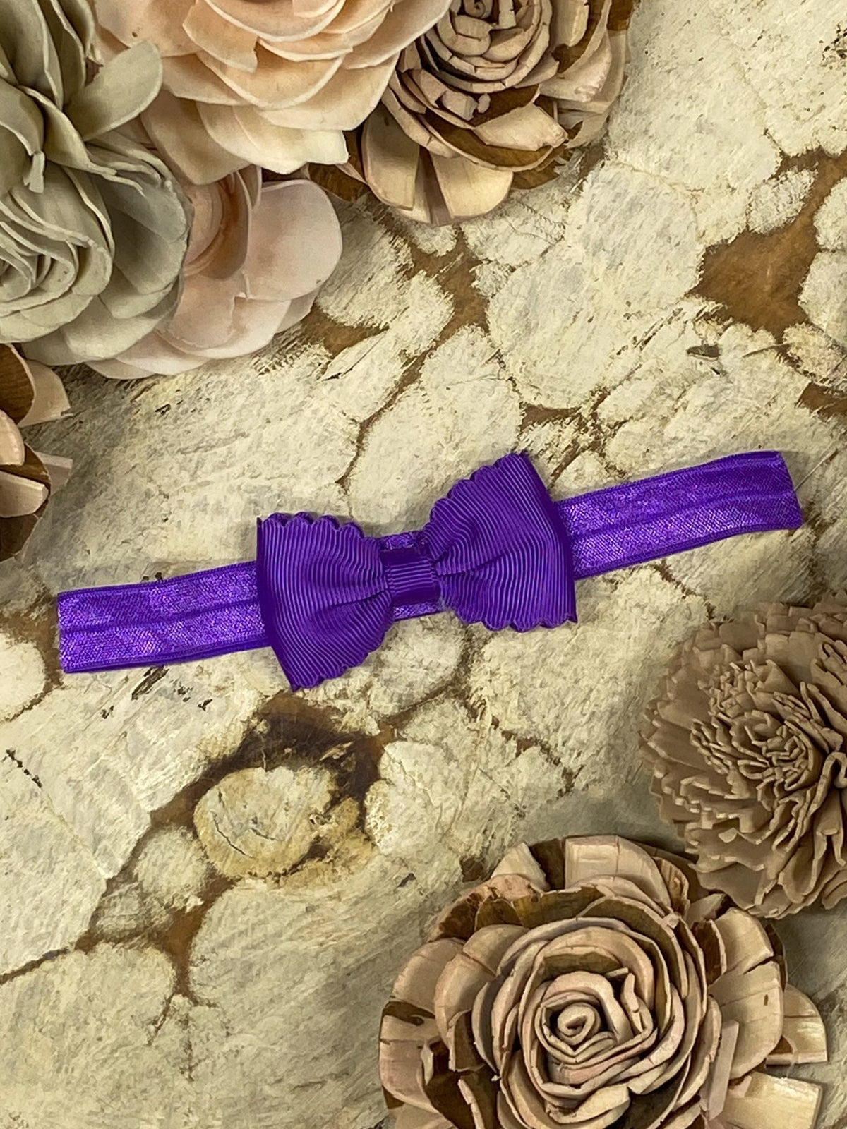 2.5 inch purple bitty scalloped bow headband