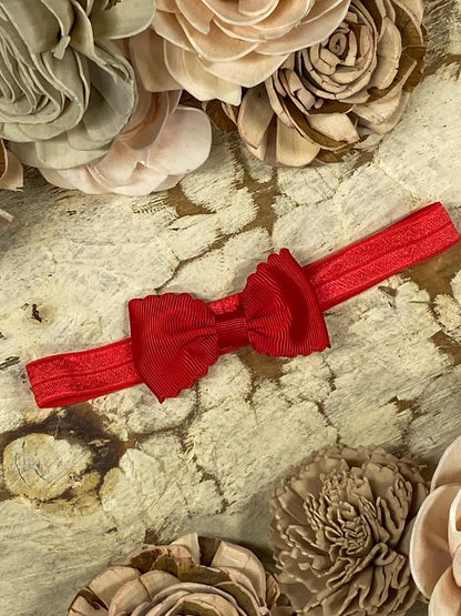 2.5 inch red bitty scalloped bow headband