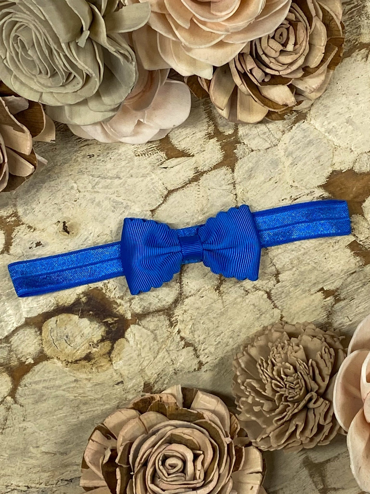 2.5 inch royal blue bitty scalloped bow headband