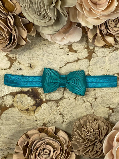 2.5 inch teal bitty scalloped bow headband