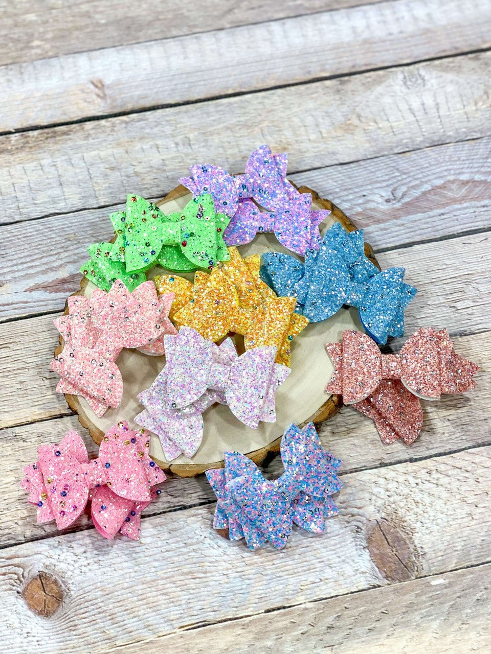 3 inch glitter hair bow sets of 2 in assorted colors