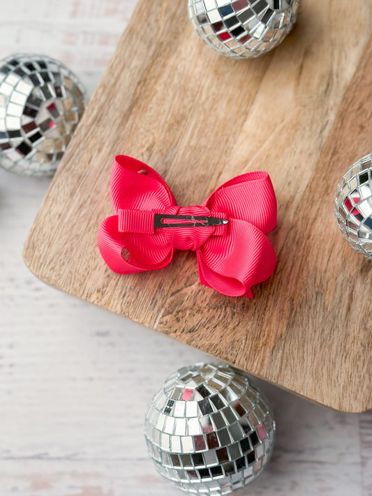 3 inch hot pink original grosgrain hair bow with disco balls - Alternative view